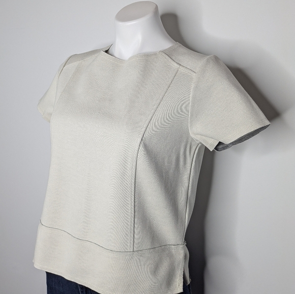 Banana Republic Off White Short Sleeve Structured Top S - Picture 2 of 7